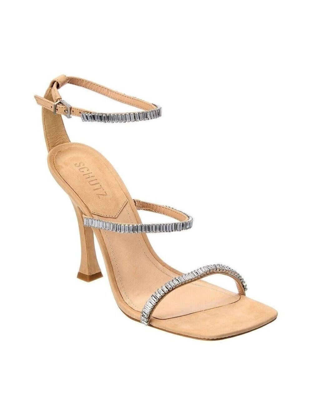Schutz "Nellina" jewelled sandals sz 10B nubuck leather
